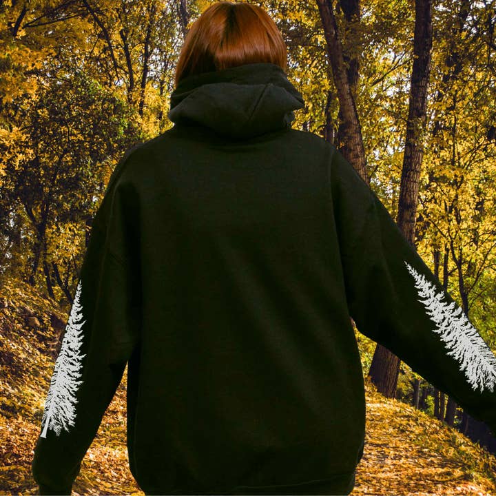 Pine Tree Hoodie Sleeve | Graphic Nature Hoodie for wholesale by Sisterly Gifts Shop