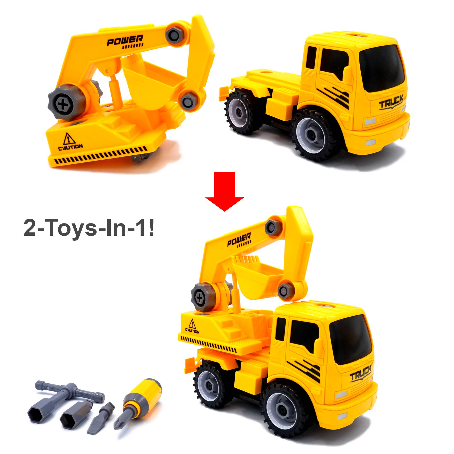 MukikiM Toys & Games - Vente Voiture/camion miniature – enfant - Pelle - Take-Apart-Put-Together/2-Jouets en 1 Jouet Camion1