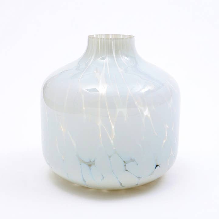 ExpoBazaar - Wholesale Vase - Vase | 8" Long White Splutter Glass Vase2