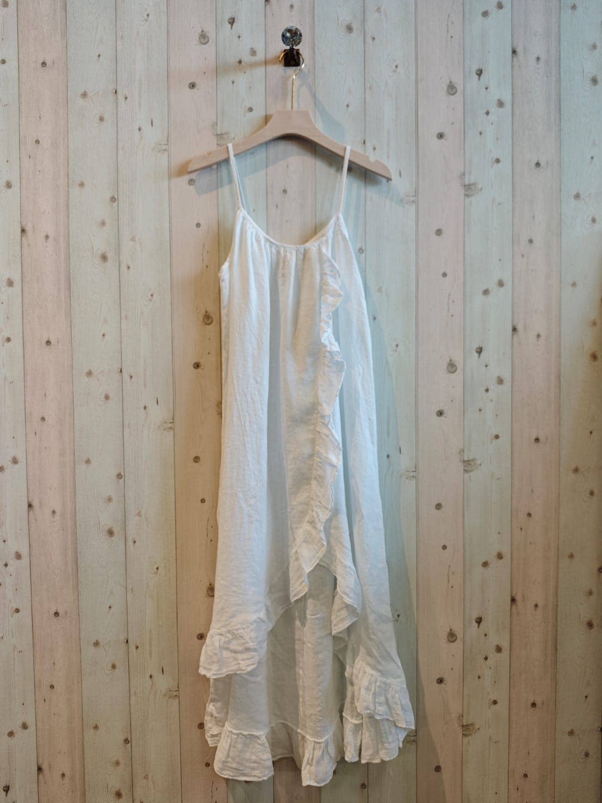 Linen & More - Wholesale Dress - Women's - REF 17621 DRESS WITH RUFFLE STRAP 100% LINEN5