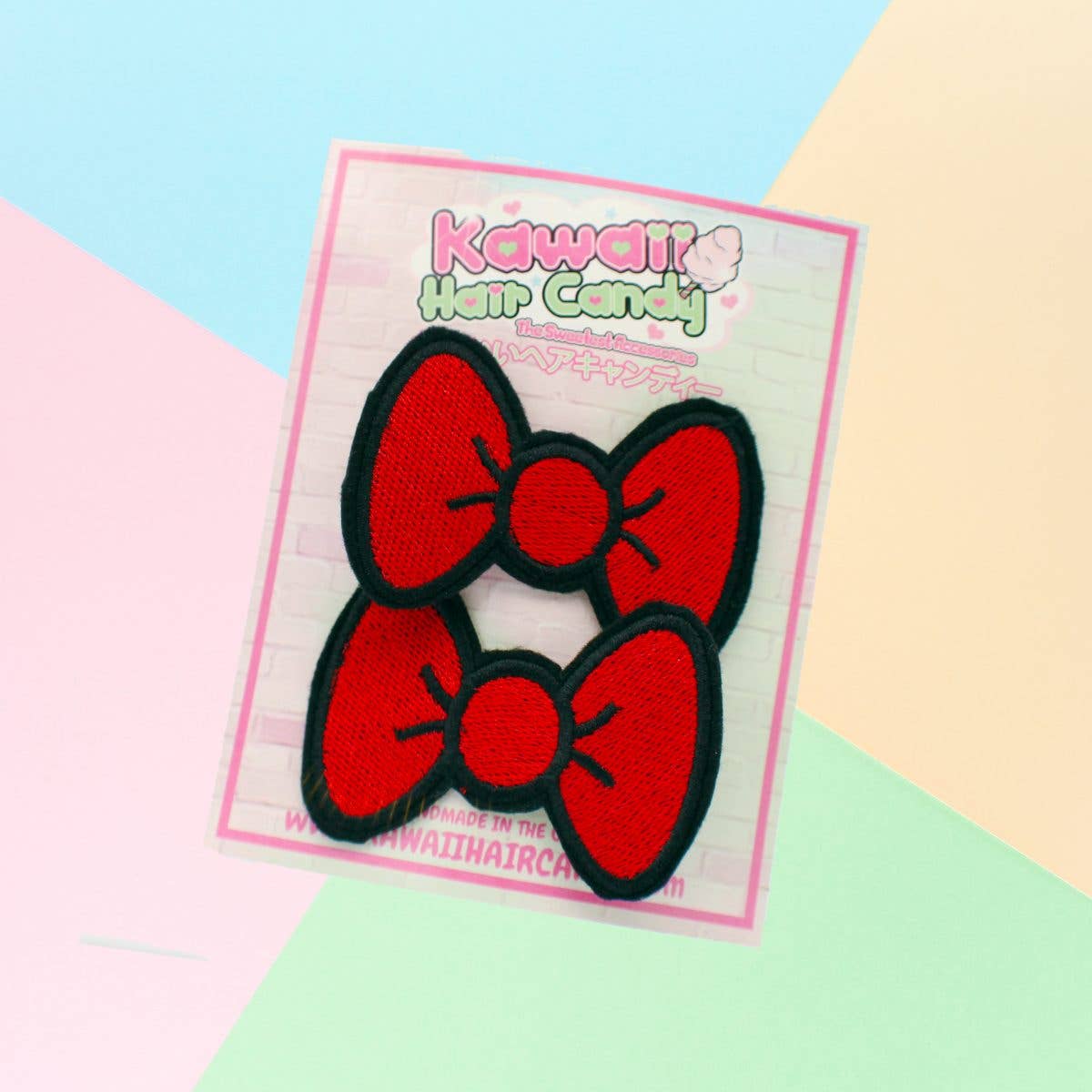 Kawaii Hair Candy - Wholesale Hair Bow - Women's - Red Anime Hair Bows, Kawaii Embroidered Cartoon Style1
