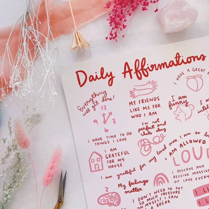 Abbie Ren Illustration - Vente Affiche d'art - Impression artistique Daily Affirmations 8 x 102
