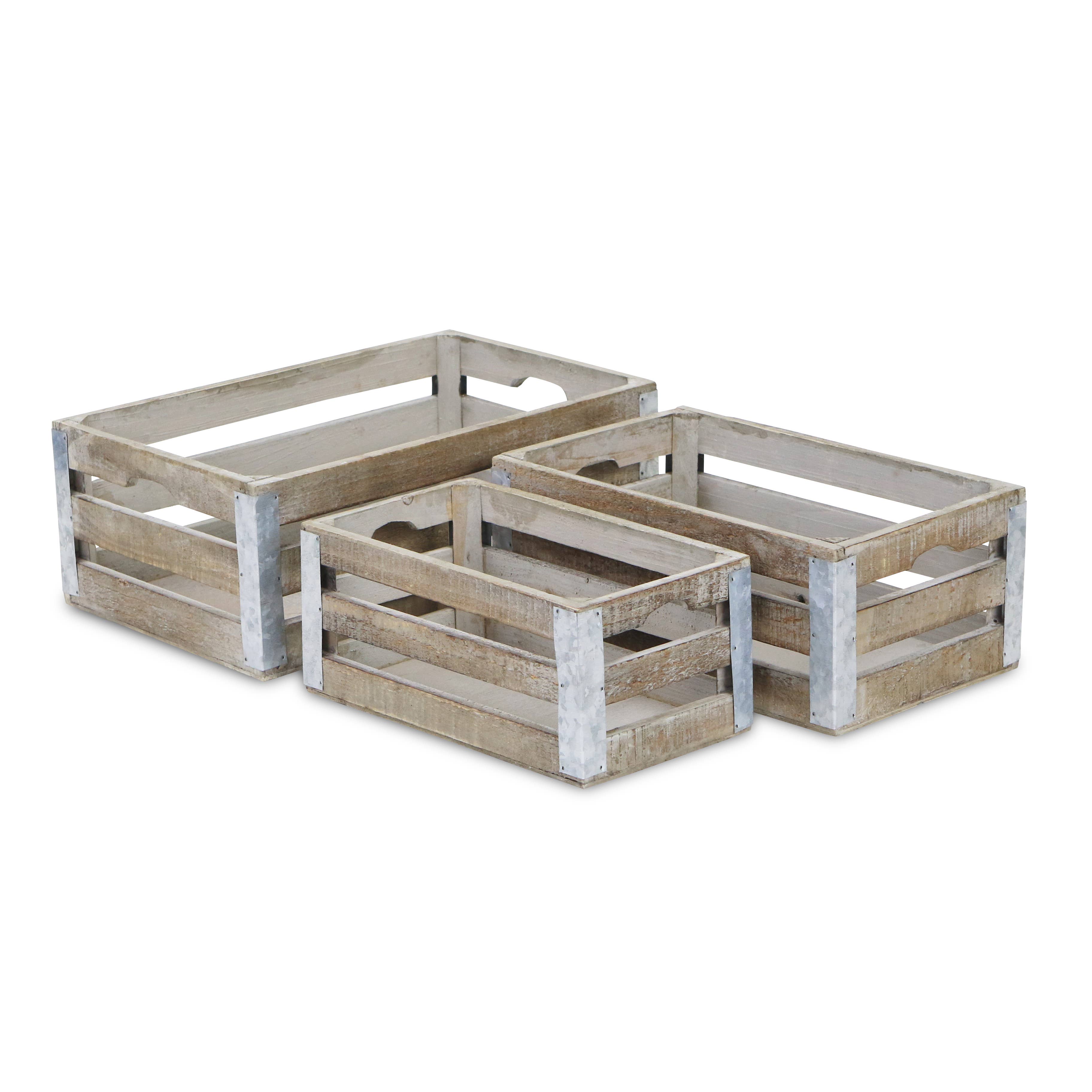 Cheungs Home Decor – Großhandel Korb – Samil Set aus 3 Holzkisten mit Latten1