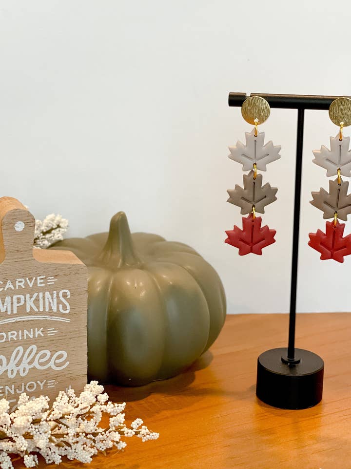 Fall Maple Leaf Dangle- With Red Barn for wholesale by MH Studio