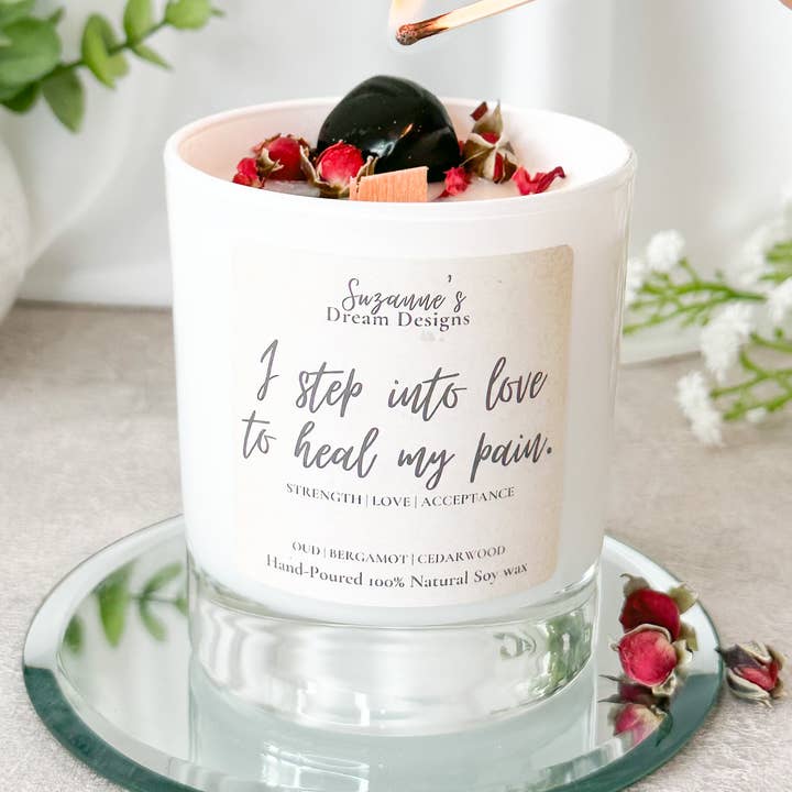 Trauerkerze mit Apache Tear Stein – Geschenk bei Verlust und Trauer für den Großhandel von Suzanne’s dream designs