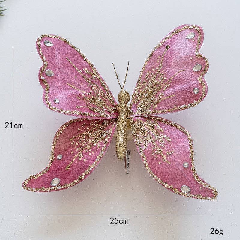 UZ Wholesale Store - Wholesale Ornament - High-End Fabric Glitter Butterfly Christmas Tree Ornament1