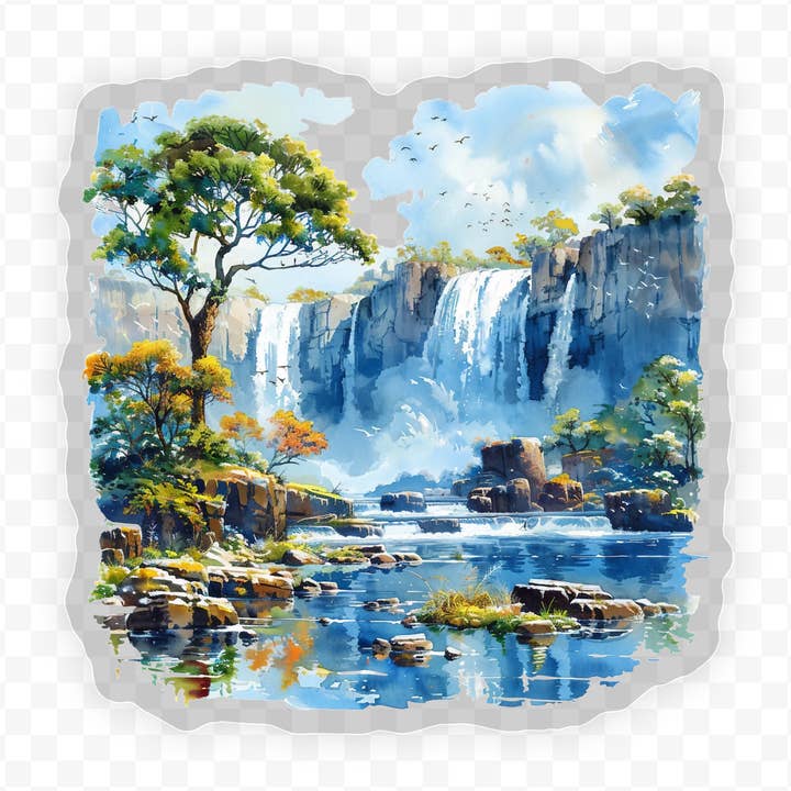 Vattenfall Klar Vinyl, Klistermärke, 3x3 tum. för wholesale av Savannah and James Co