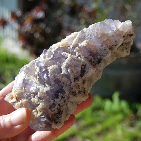 1.9lb XL Raw Purple Cubic Fluorite Calcite Crystal Cluster, Pakistan for wholesale by Caspar Curiosities