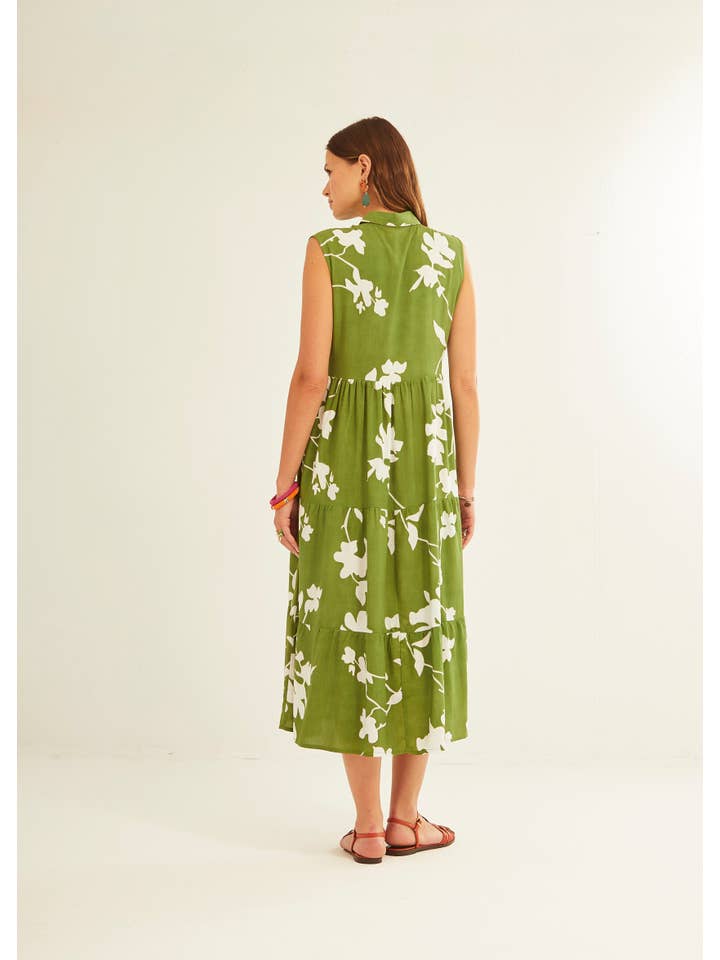 XANTIK - Wholesale Dress - Women's - Green Silhouette Button Strap Dress2