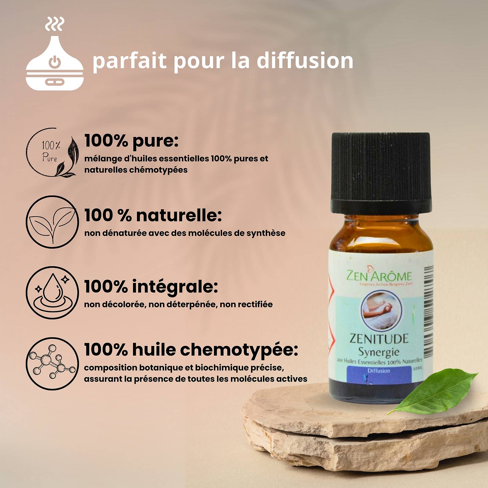 Zen'Arôme - Wholesale Essential Oil - Zenitude Essential Oil Blend for Diffuser - 10 ml3