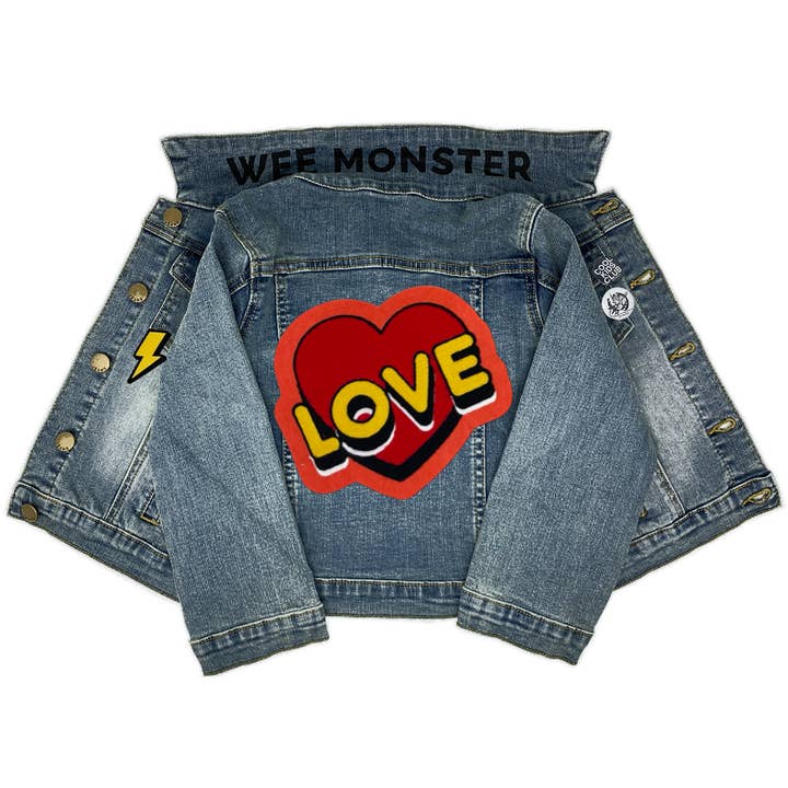 LOVE blå denimjakke for engroshandel hos Wee Monster