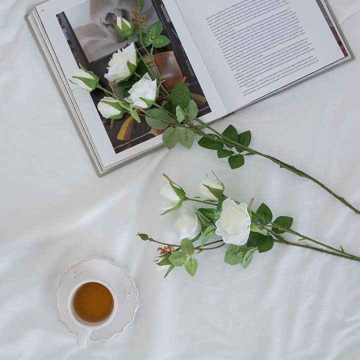 A&B Home Group Inc. - Wholesale Artificial Plant - 6.5x3.5x25"H Rose Spray - White4