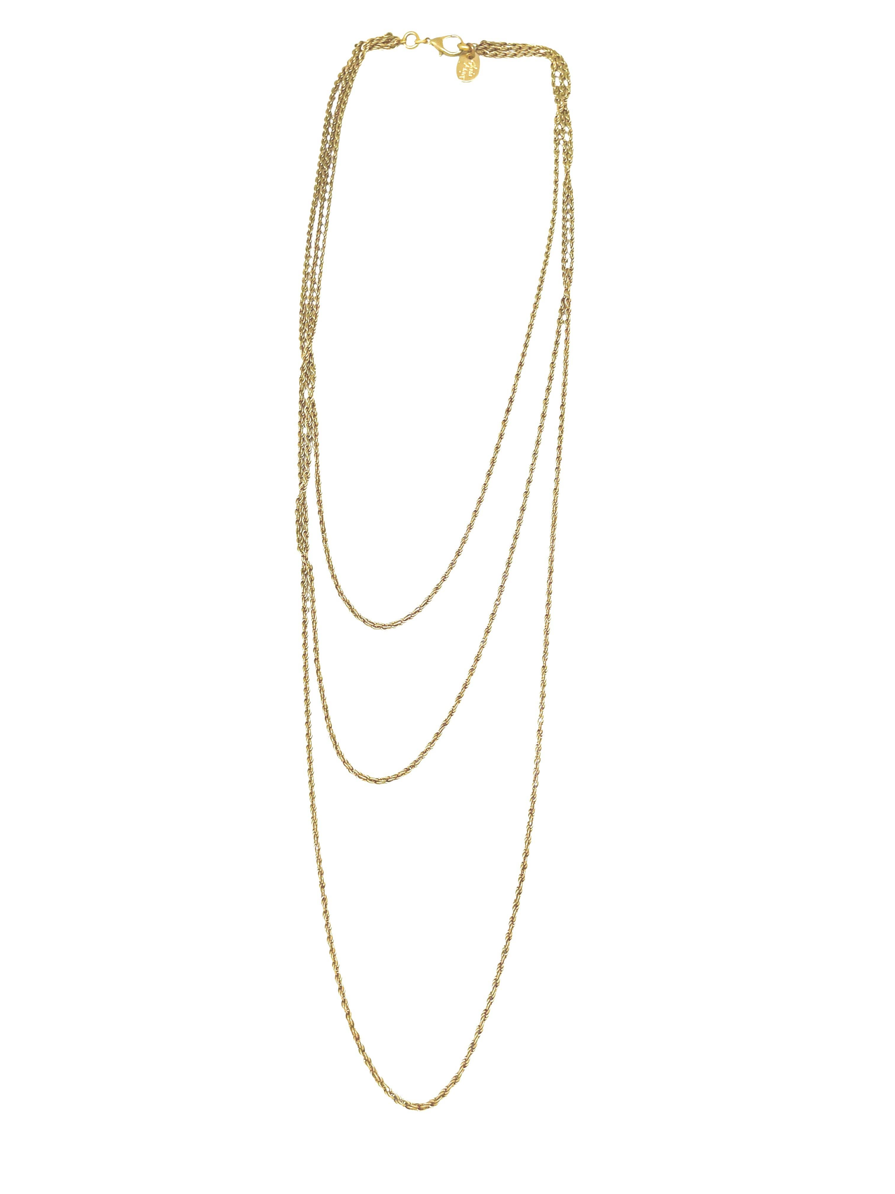 Gloria Mago - Wholesale Link & Chain Necklace - Long Trinity necklace in gold-plated brass0