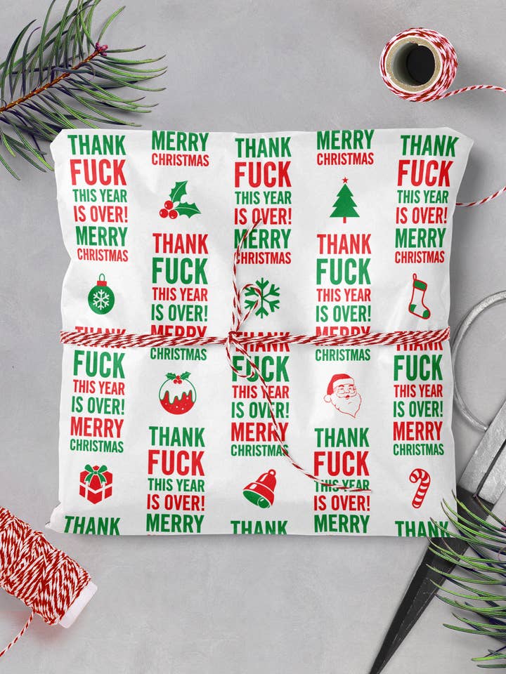 Rude Gift Wrap - Year Is Over **Pack of 2 Sheets Folded** for wholesale by Brainbox Candy