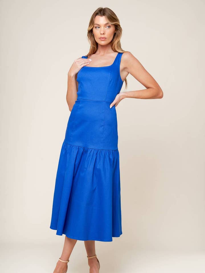 A solid woven midi dress - ID22458 for wholesale by FLYING TOMATO