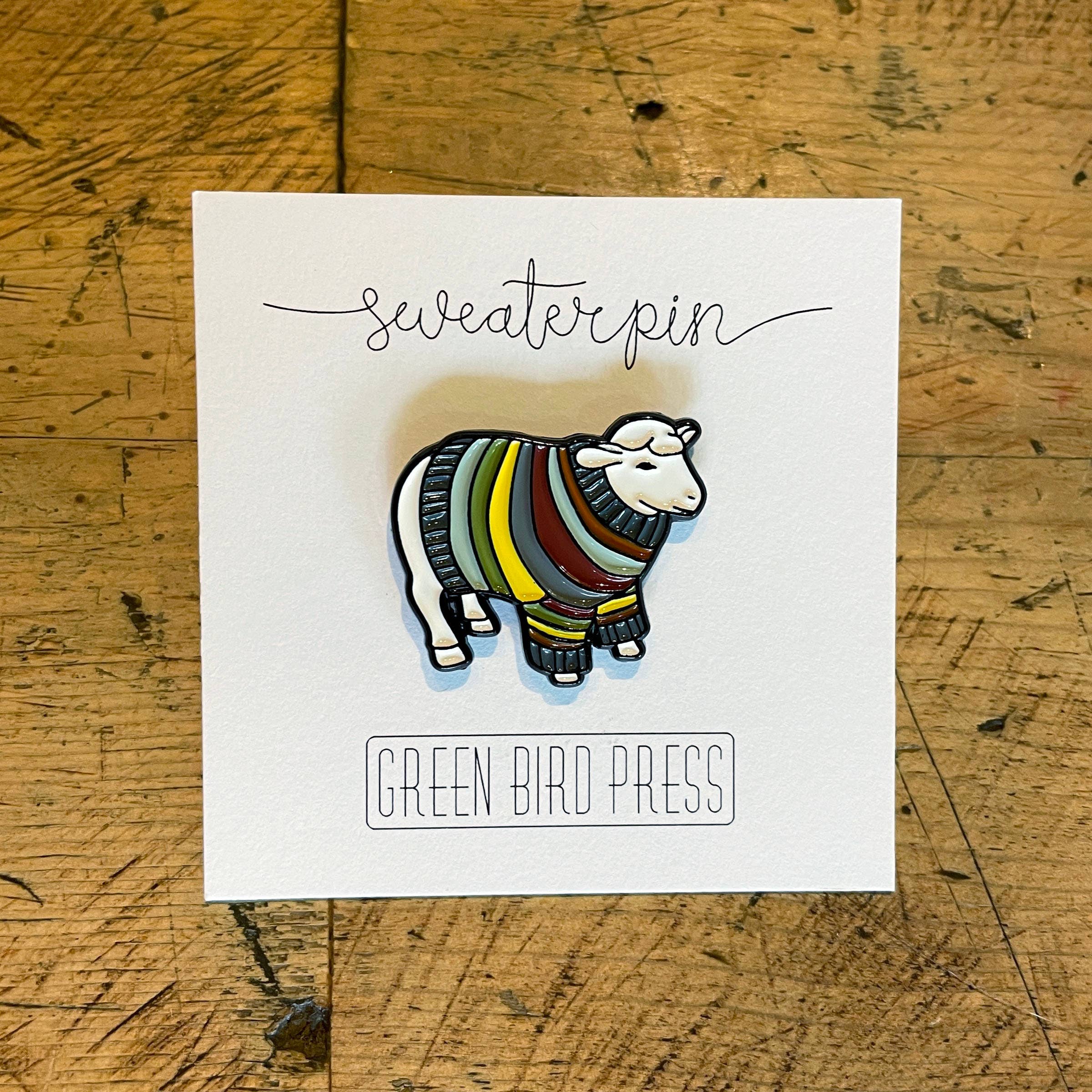Green Bird Press - Wholesale Lapel Pin/Button - Sheep Sweater Enamel Pin2