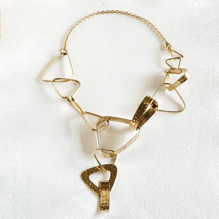 Bisjoux - Wholesale Link & chain necklace - Brass Chain link necklace geometric abstract handmade 8