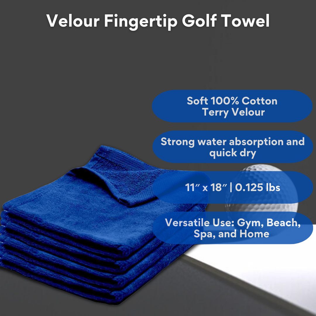 Pro Towels - Wholesale Sports Towel - Velour Fingertip Golf Towel: 100% Cotton Terry Velour3