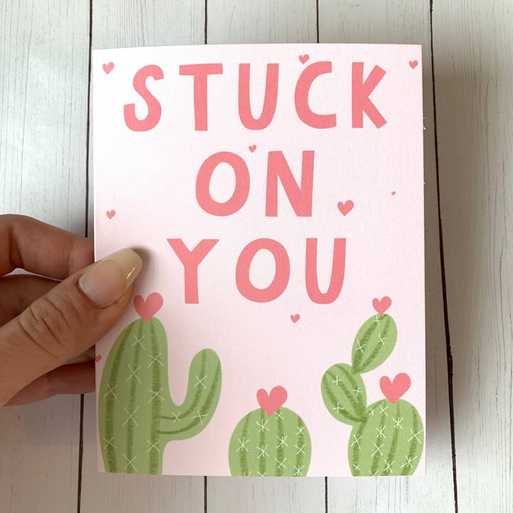 Stuck On You Valentine's Day Card for wholesale by Oats & Honey
