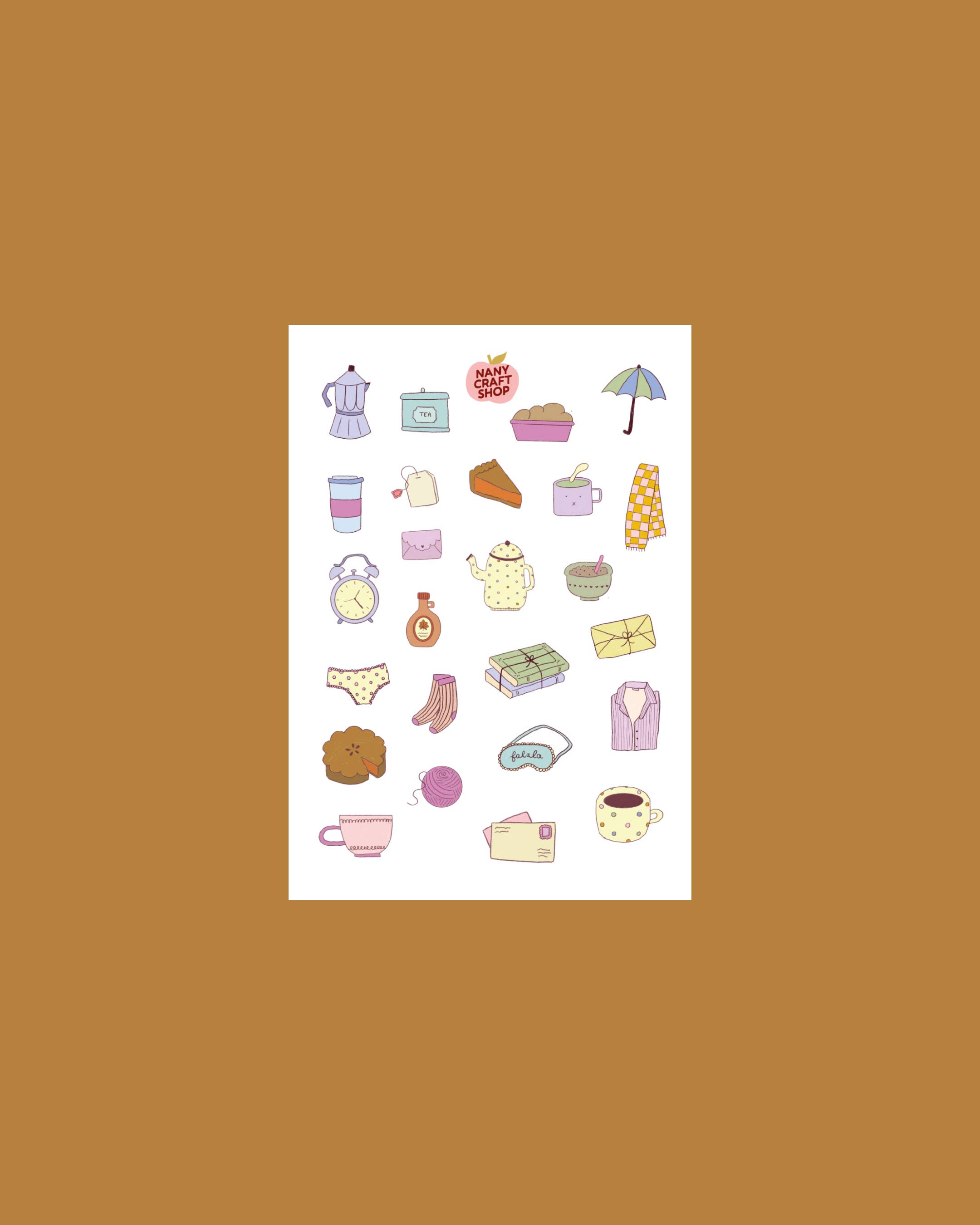 Nany Craft Shop - Wholesale Sticker - A6 sheet of cozy autumn stickers