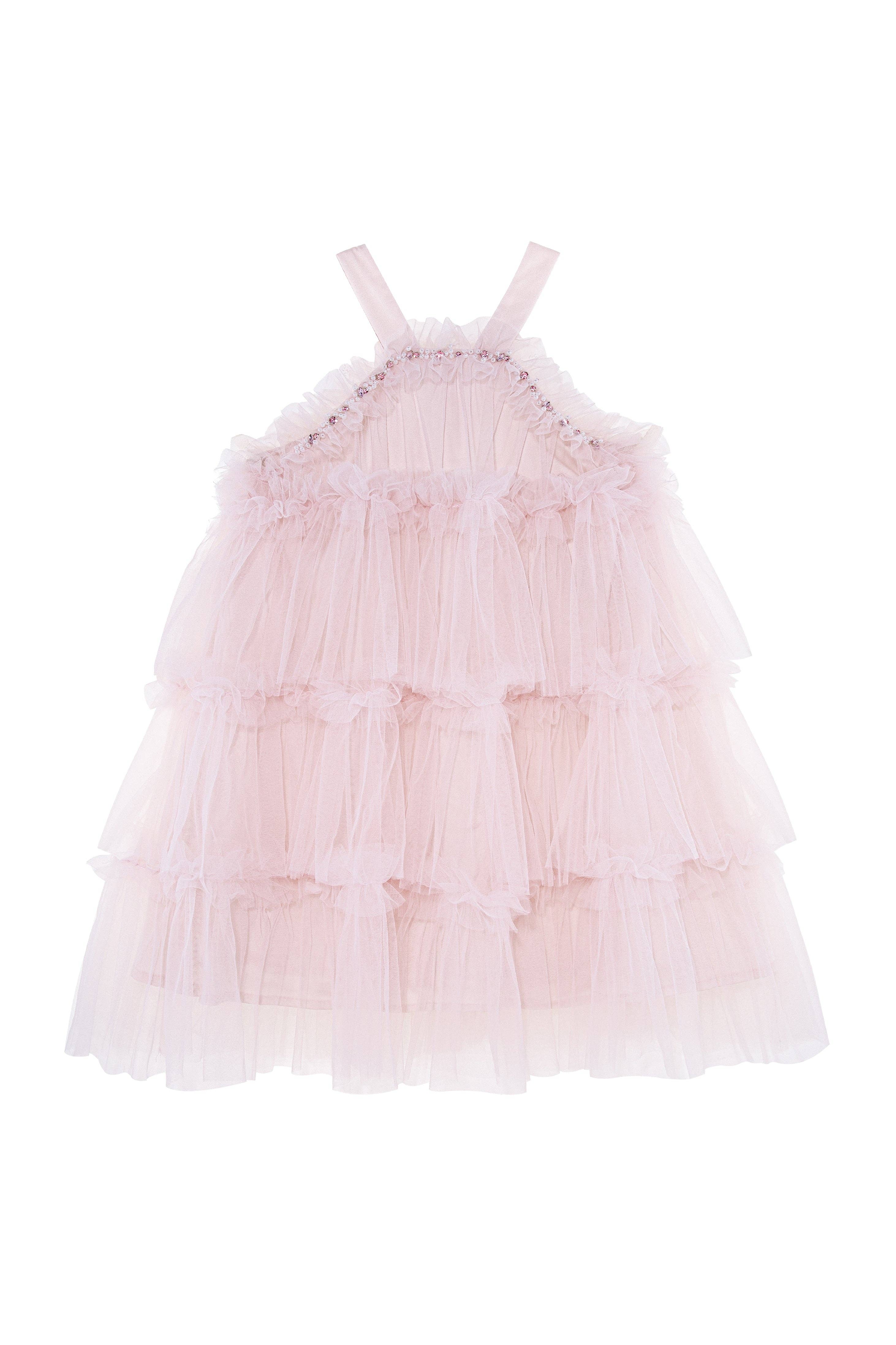 Tutuland - Vente Robe – enfant - Robe de fête d'anniversaire en tulle à col nu et perles0