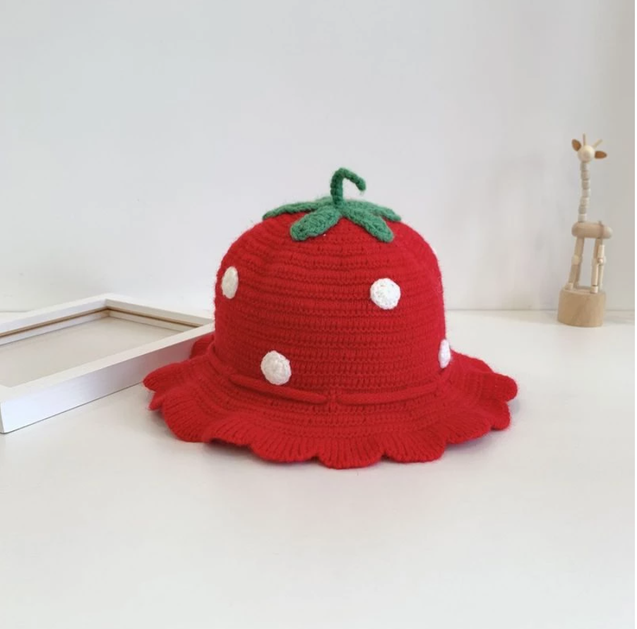 Wholesale Strawberry Kids Knit Bucket Hat for your store - Faire