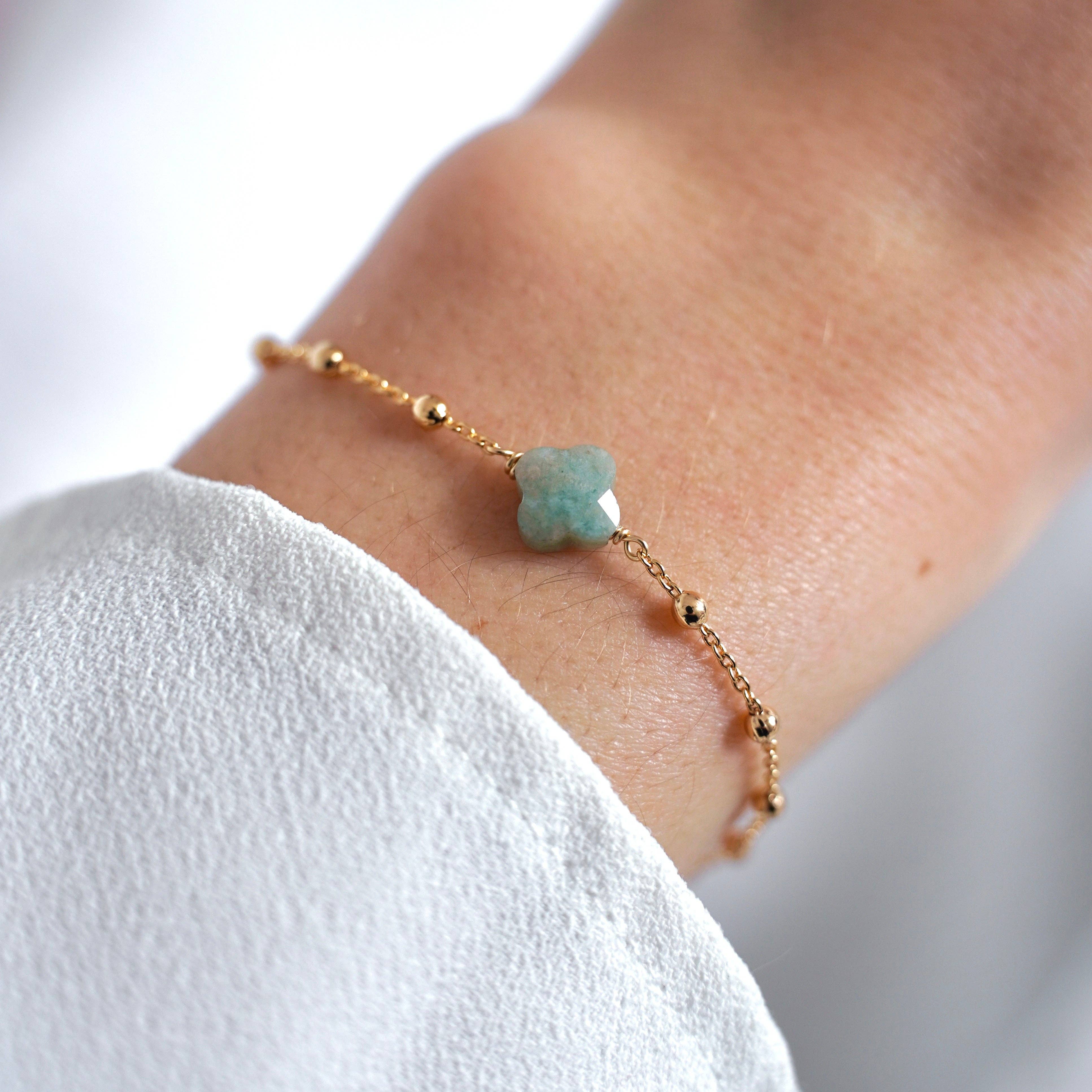 Meora Paris - Wholesale Charm/Dangle Bracelet - Amazonite Clover Bracelet1