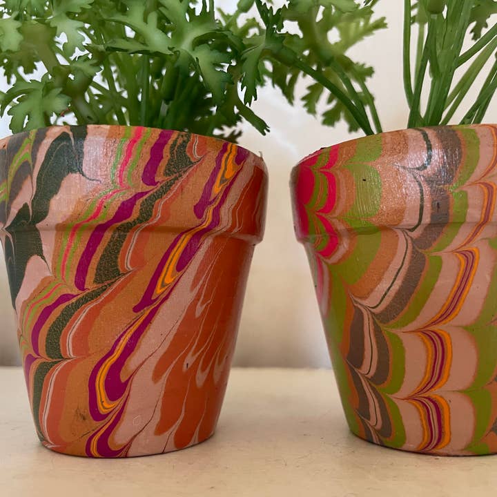 Marbling Art LLC - Wholesale Plant Pot - terracotta planters: hand-marbled unique pots 1
