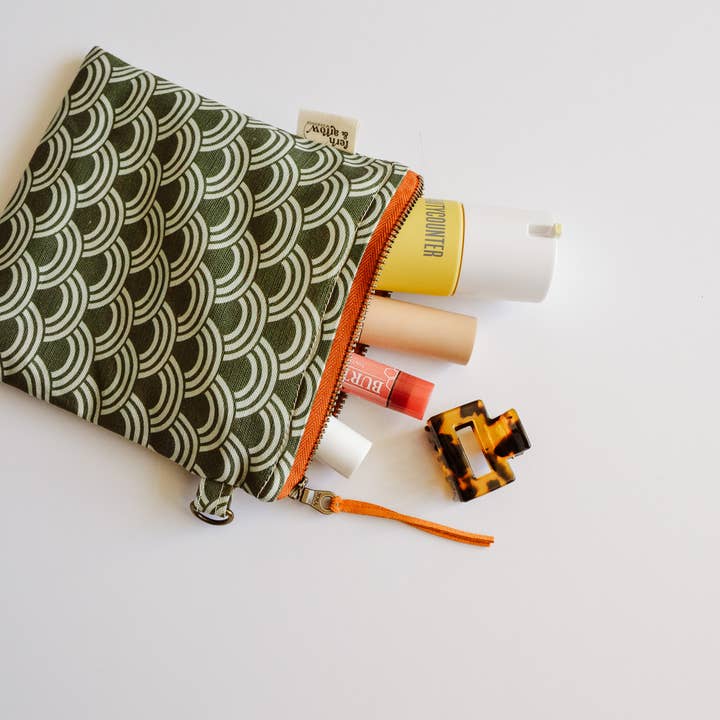 Water Resistant PUL Wet / Dry Bag - Mini Green Scallop for wholesale by Fern & Arrow