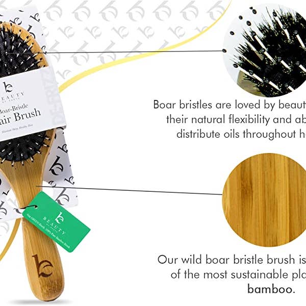 Beauty By Earth - Wholesale Hair Brush/Comb - Hair Brush - Boar Bristle Brush with Detangling Nylon Pins