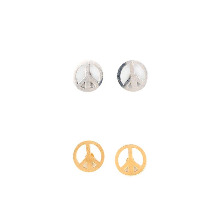 Boucles d'oreilles clous signe de paix or argent cadeau spirituel pour la vente par Rebecca Accessories LLC