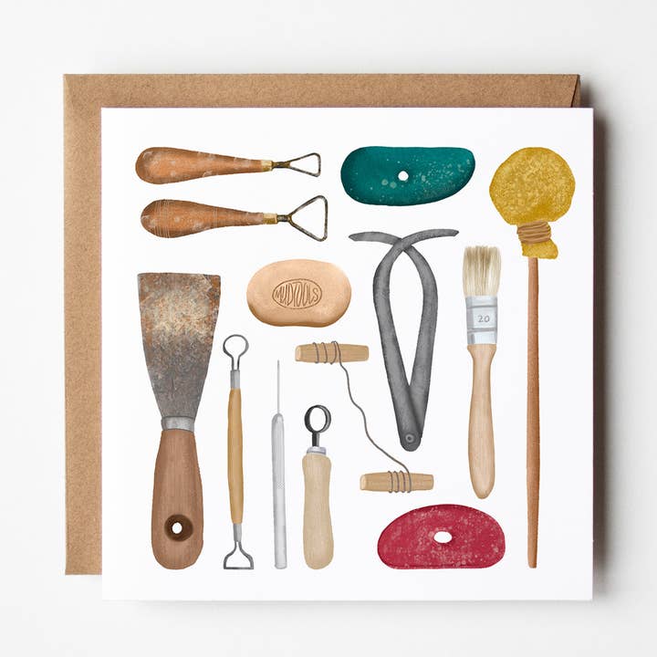 Pottery Tools - blank greetings card for wholesale by Design Smith