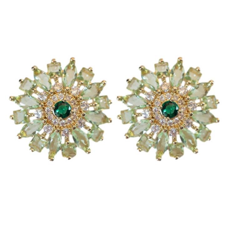 Dahlia Bloom Crystal Statement Studs for wholesale by St Armands Designs of Sarasota
