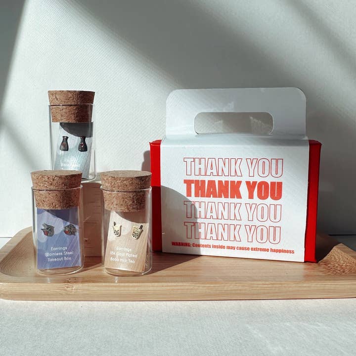 Dainty Little Tiny Things - Wholesale Jewelry Set - Asian Takeout Box Earring Set0