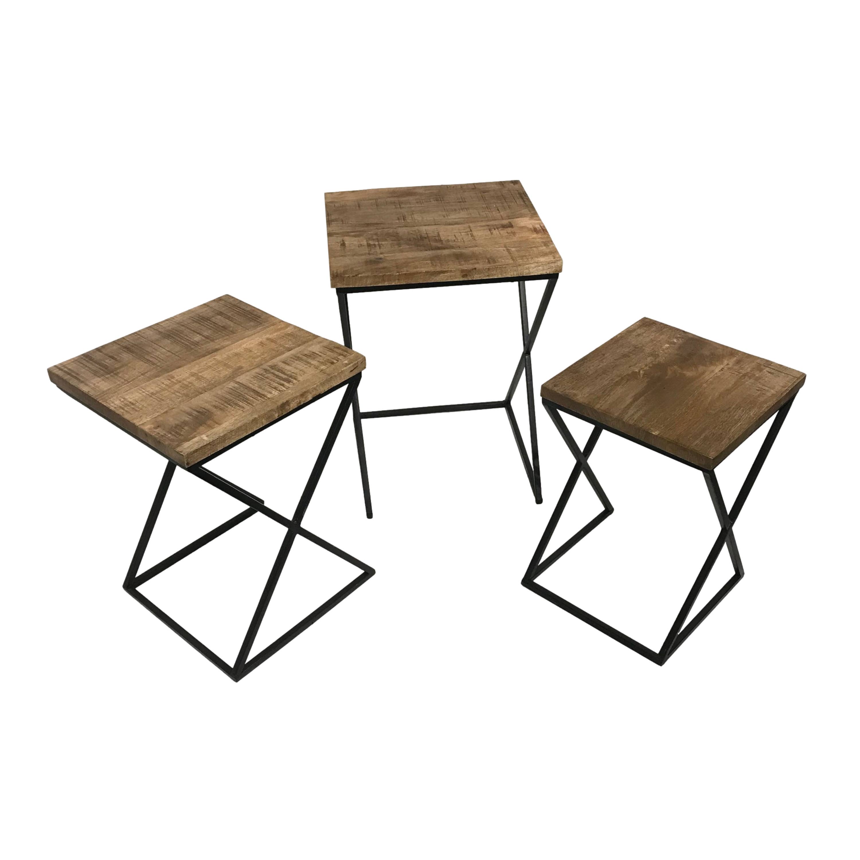 Wilco Home - Wholesale Side Table - Set of 3 "Upcycled" Mango Wood Nesting Display/Side Tables7