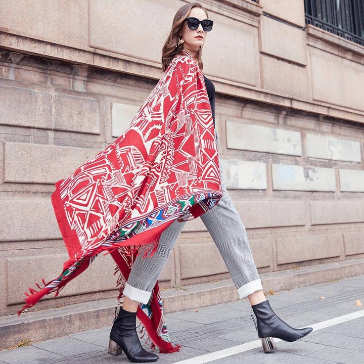 Scarflings - Wholesale Scarf - Women's - Kazanjian Sin Wool Shawl- Pink2