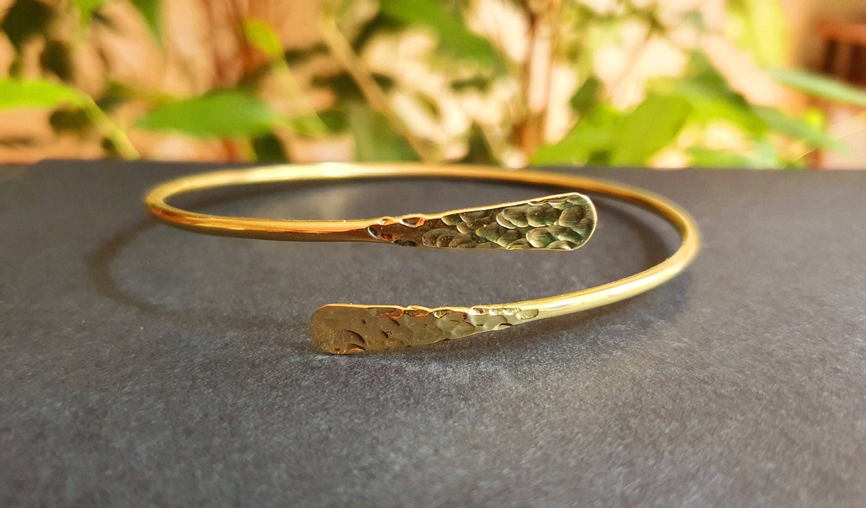 Kaali Boutique - Wholesale Cuff Bracelet - Hammered Brass Arm Bracelet / Boho / Tribal / Spiral / Bangle/ Ethnic / Rustic / Bohemian / Hippie / Body jewellery / Psy / Adjustable0