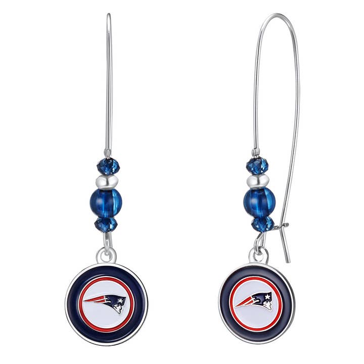 Simran International - Wholesale Dangle Earrings - NFL New England Patriots Kidney Wire Hook Earrings