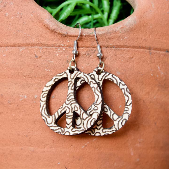 Boho Peace Sign Earrings for wholesale by Slate & Stone Co.
