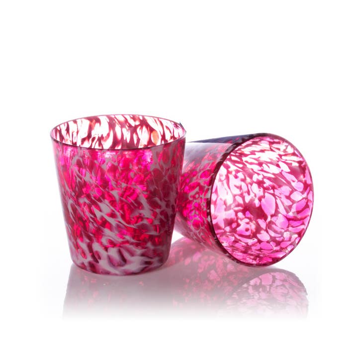 Clink Glassworks - Wholesale Drinking Glass/Cup - Short Tumbler Glass - Pink Wisp