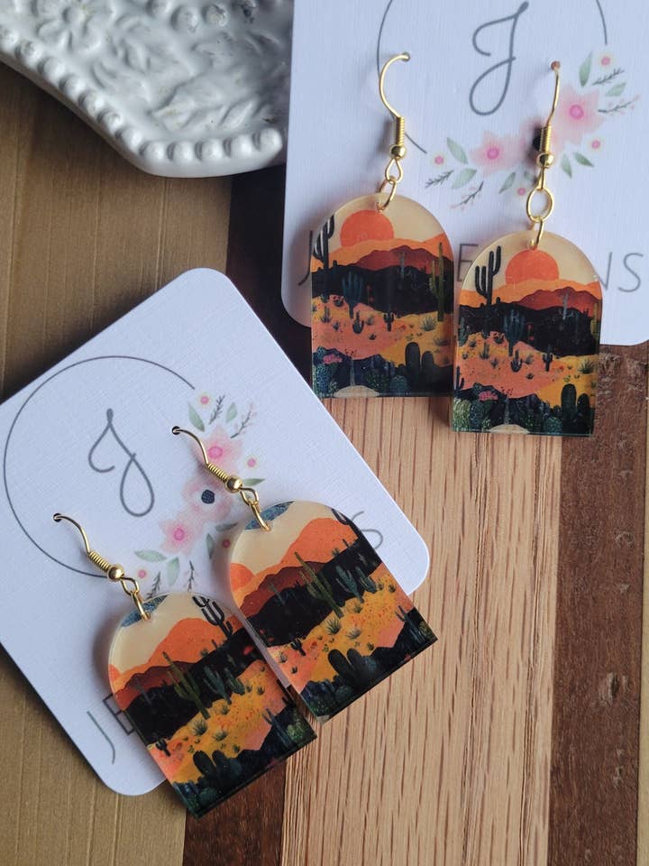 Cactis Scene Earrings for wholesale by JEMdesigns