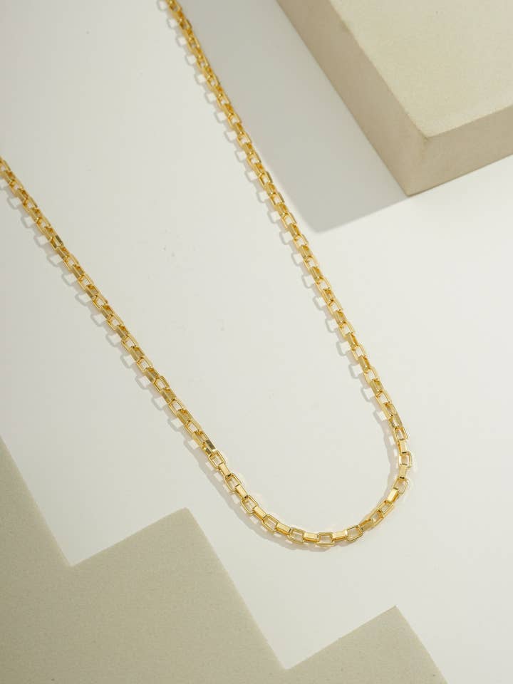 14k Gold Filled Sleek Rectangular Link Chain | No Tarnish for wholesale by Bossaglam Jewelry