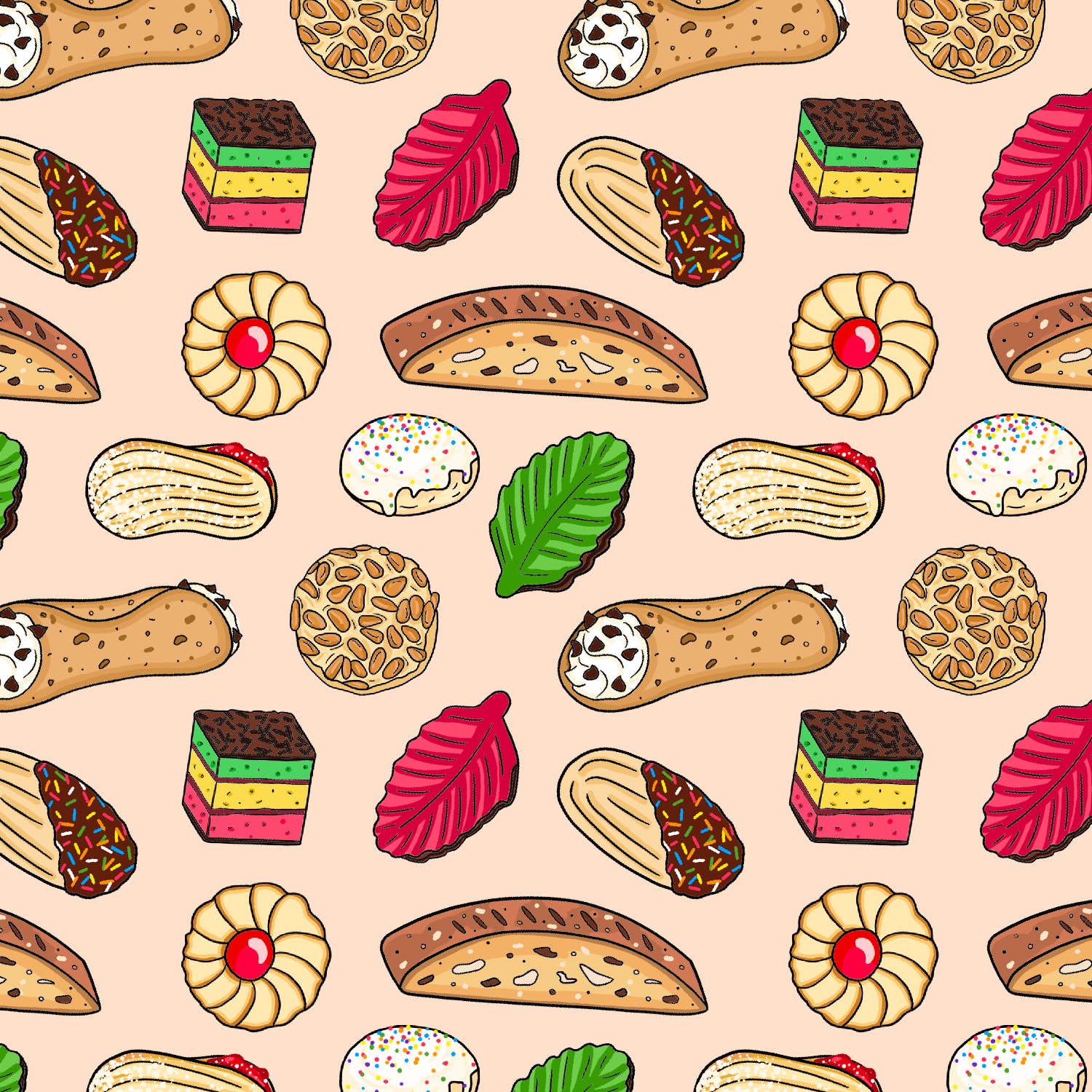 Brittany Paige – wholesale Wrapping paper roll – Italian Cookies & Desserts Christmas Wrapping Paper Roll2