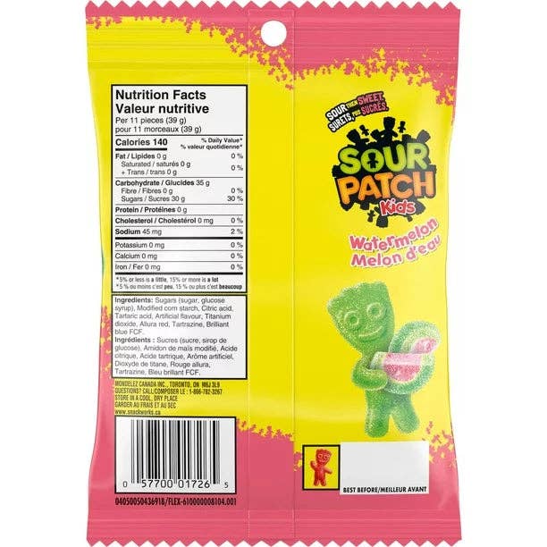 Echo Sales America - Wholesale Gummy - Maynards Sour Patch Kids Watermelon 154 g, each