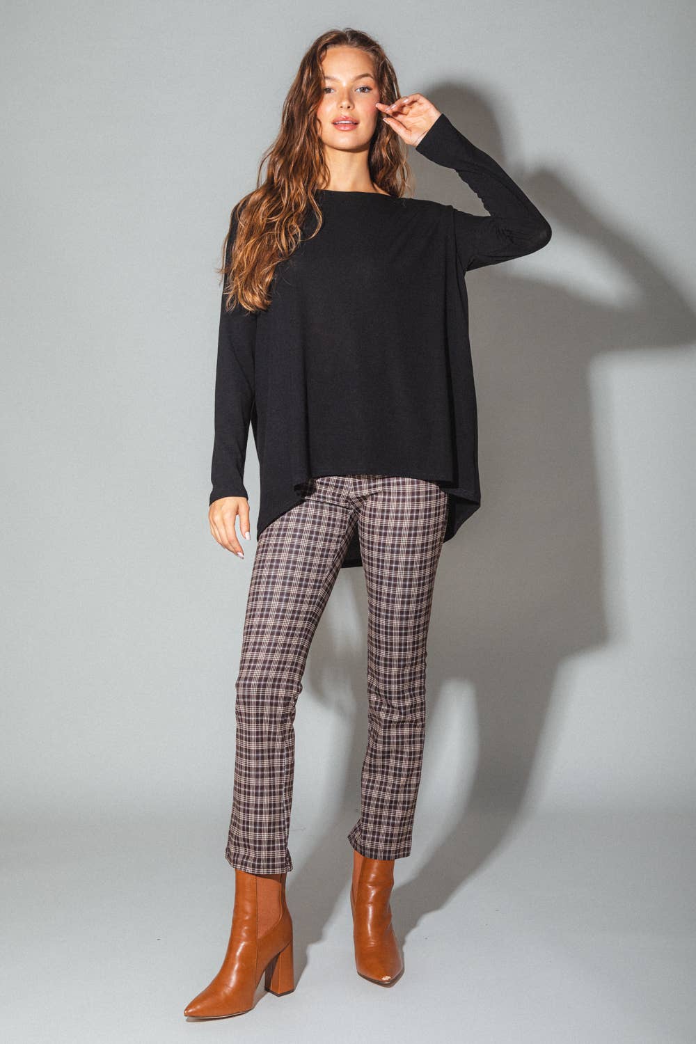 VERY J - Wholesale Tunic - Women's - LT24297-Long sleeve tunic knit top3