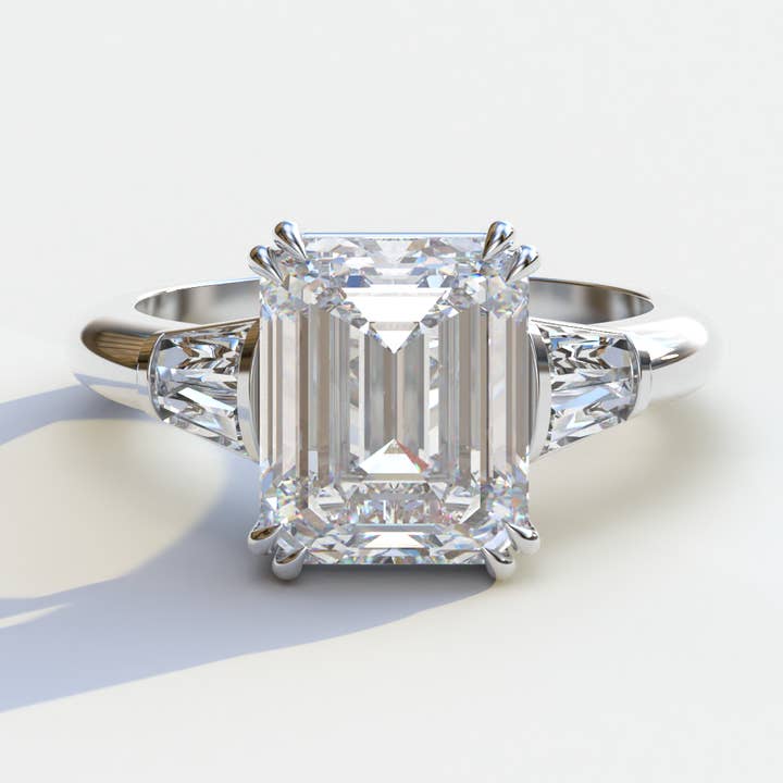 Mohana Jewels - Luxury - Wholesale Verlovingsring - 3 Karaat E VVS Smaragd & Baguette Geslepen Multi Steen Lab Diamant Ring - Lami0