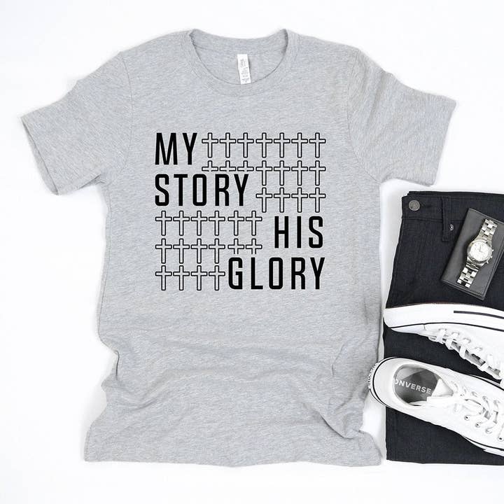 My Story His Glory Men's Graphic Tee Shirt for wholesale by Corinthian's Corner