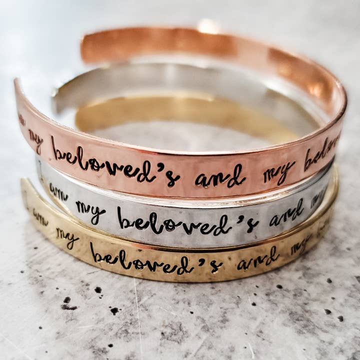 I Am My Beloved's and My Beloved is Mine Cuff Bracelet for wholesale by Salt and Sparkle