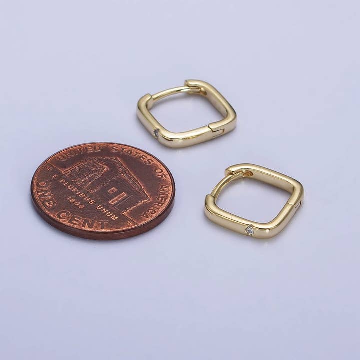 Aim Eternal - Vendita all'ingrosso Orecchini a cerchio - Orecchini a Cerchio squadrati con zirconia cubica trasparente riempiti in oro 14 carati | AB2411