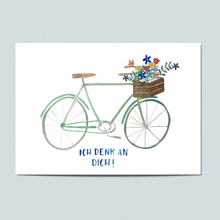 Postkarte "Ich Denk An Dich", Fahrrad, Freundschaft für den Großhandel von Hannahs Firlefanz